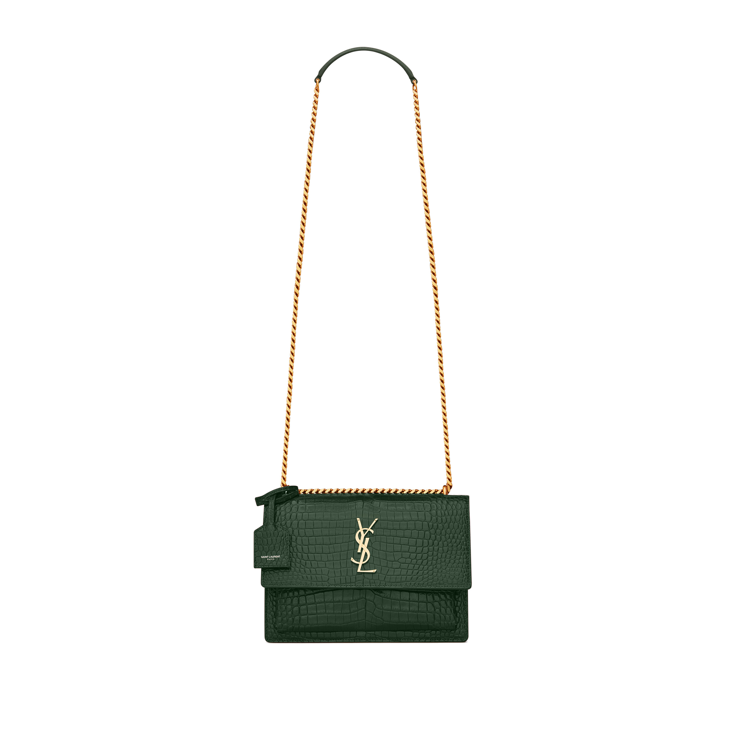 YSL SUNSET MEDIUM IN CROCODILE-EMBOSSED LEATHER 442906DND0J3144 (22*16*6.5cm)